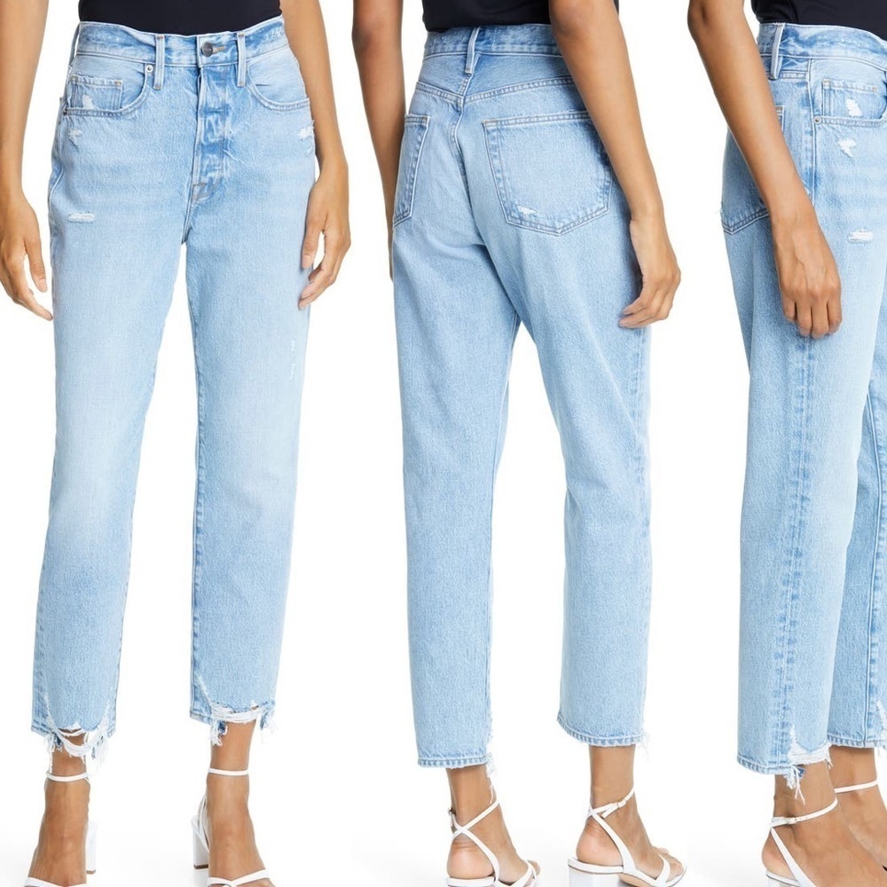 FRAME Le Original Light Wash Ripped High Rise Crop Jean - London - Size 24
